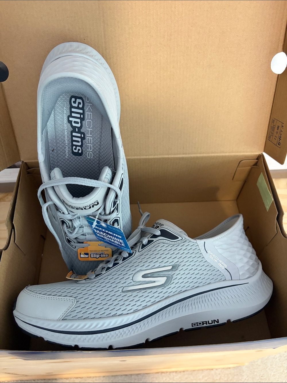 Skechers Men's White Athletic Slip-Ins with Light Gray Details